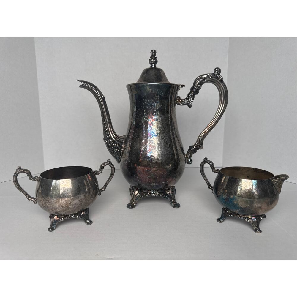 Vintage Oneida Silver Coffee Tea Service sugar and creamer set